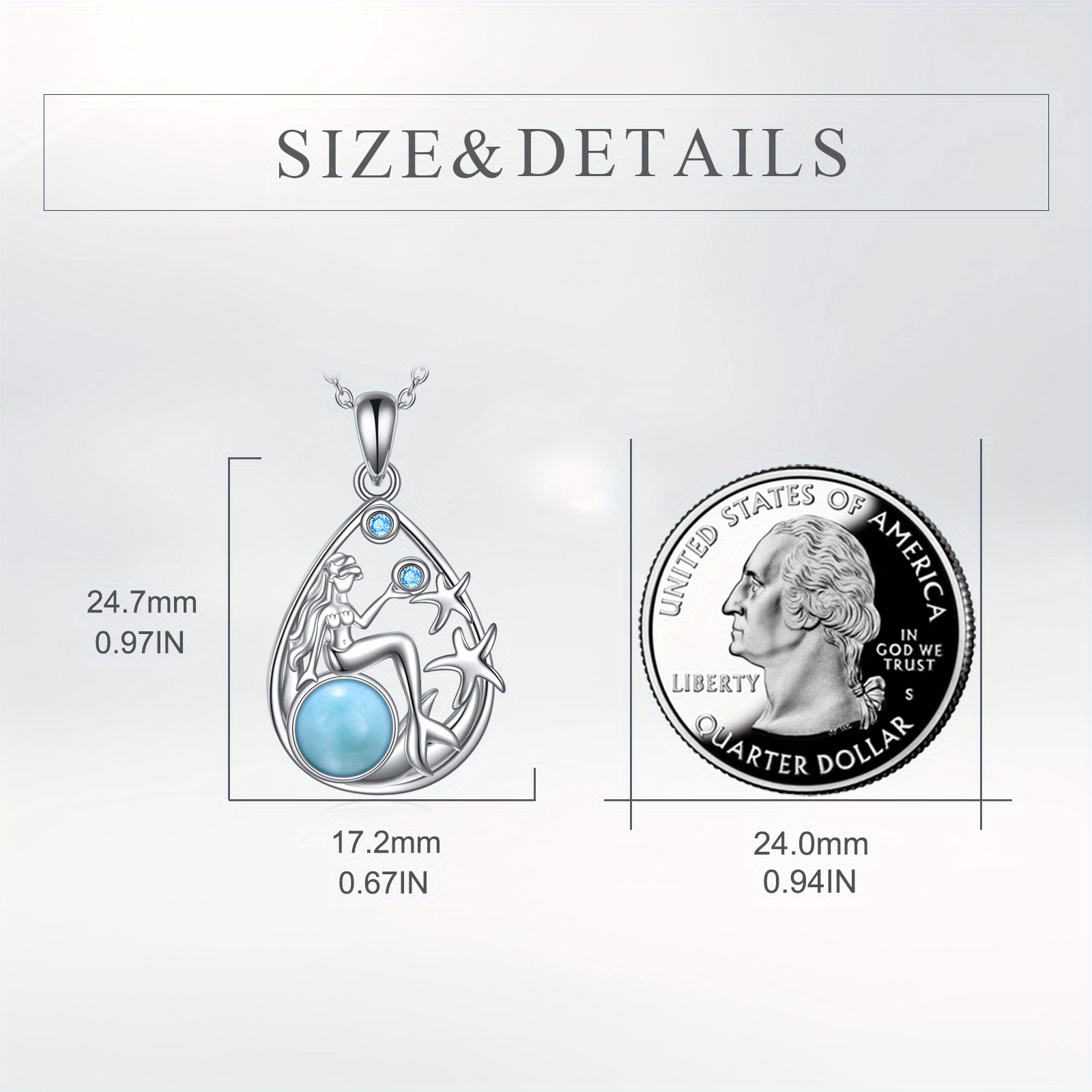 Women's Sterling Silver Mermaid Larimar Teardrop Necklace